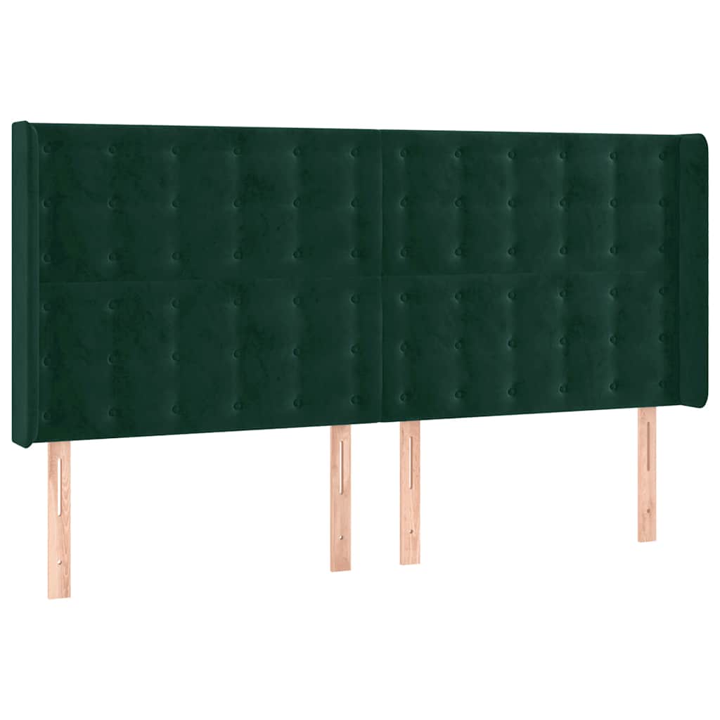 Kopfteil mit Ohren Dunkelgrün 183x16x118/128 cm Samt