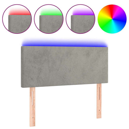 LED Kopfteil Hellgrau 80x5x78/88 cm Samt
