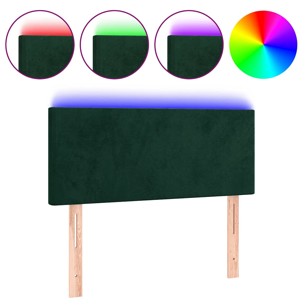 LED Kopfteil Dunkelgrün 90x5x78/88 cm Samt