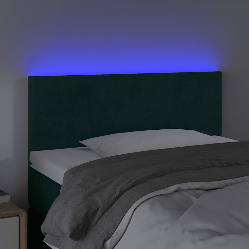 LED Kopfteil Dunkelgrün 90x5x78/88 cm Samt