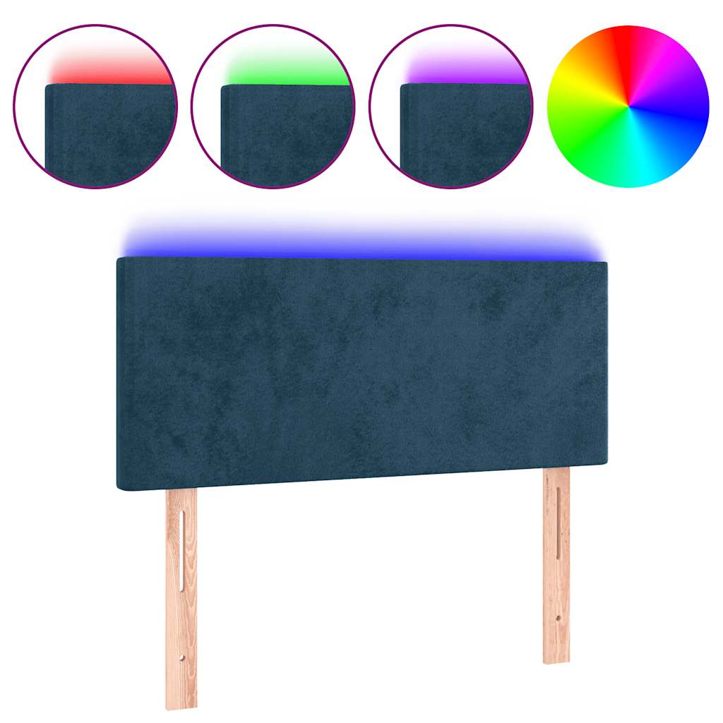 LED Kopfteil Dunkelblau 90x5x78/88 cm Samt