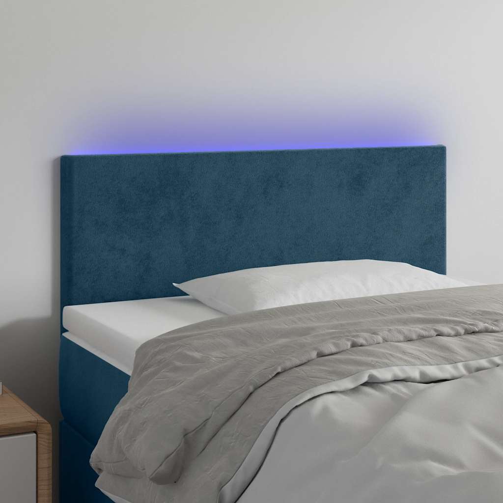 LED Kopfteil Dunkelblau 90x5x78/88 cm Samt