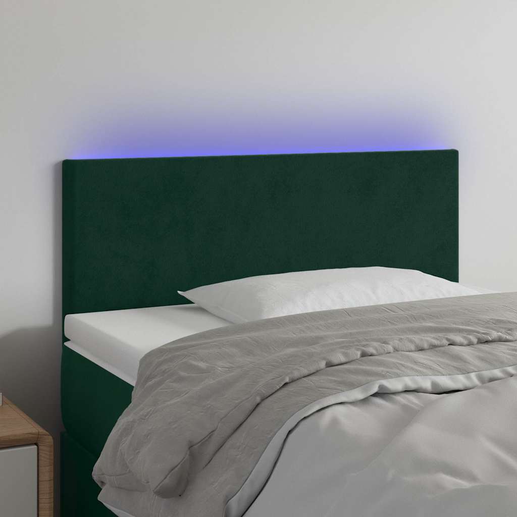 LED Kopfteil Dunkelgrün 100x5x78/88 cm Samt
