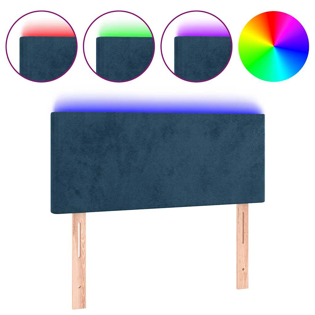 LED Kopfteil Dunkelblau 100x5x78/88 cm Samt