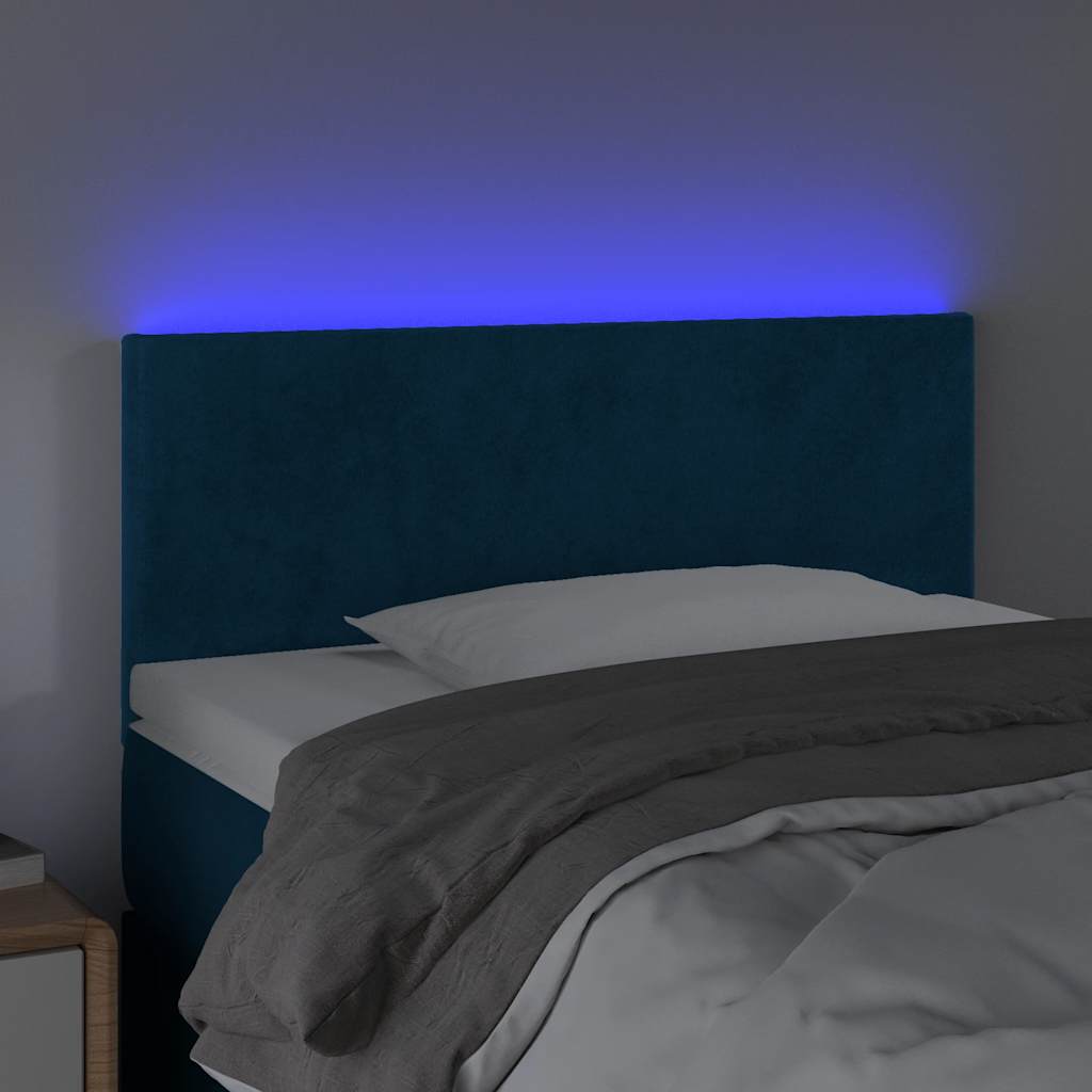 LED Kopfteil Dunkelblau 100x5x78/88 cm Samt