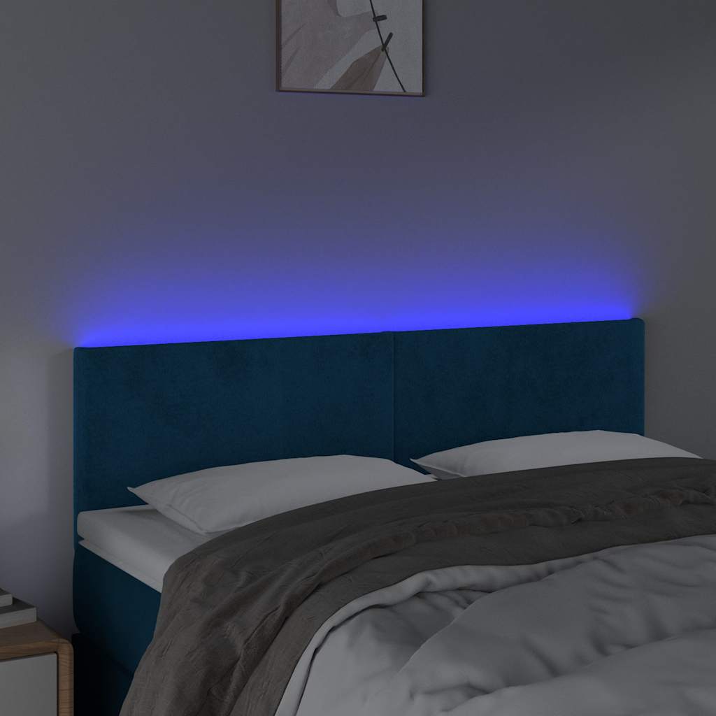 LED Kopfteil Dunkelblau 144x5x78/88 cm Samt