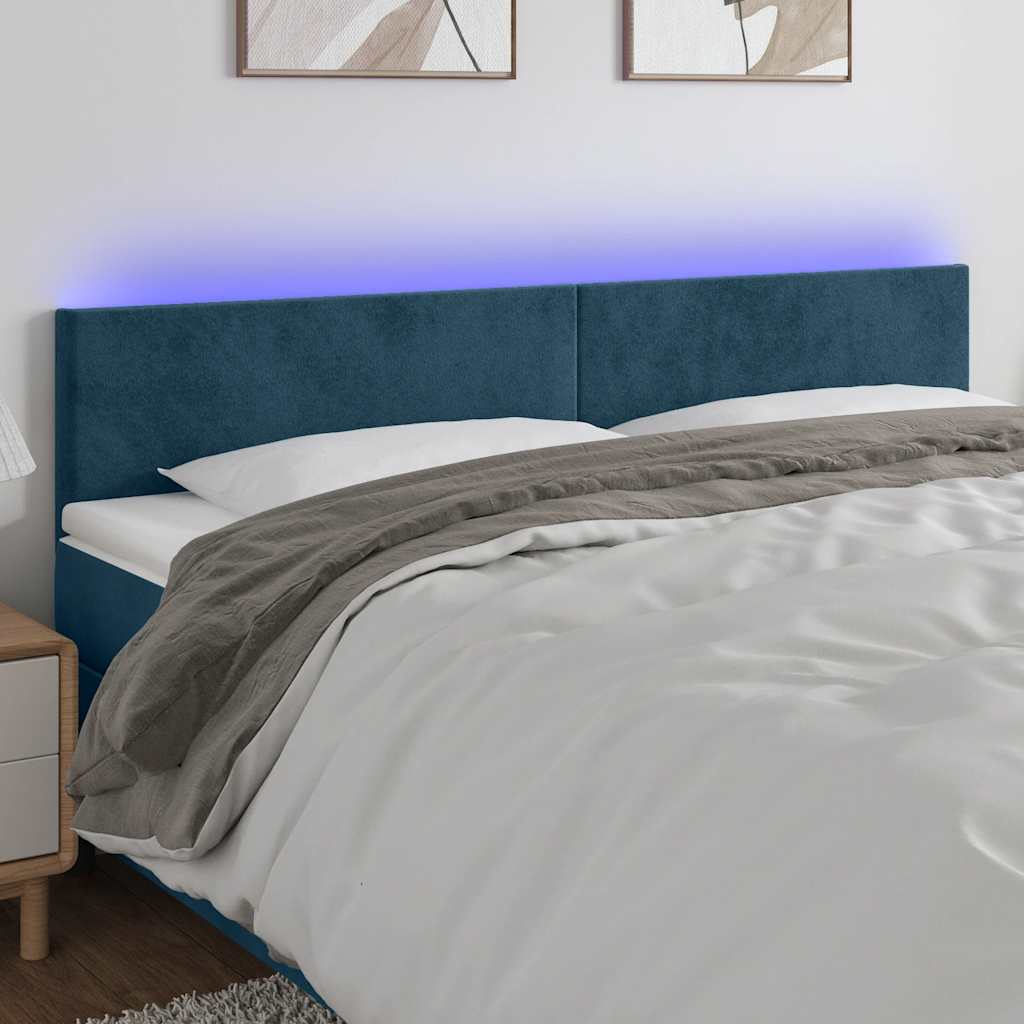 LED Kopfteil Dunkelblau 180x5x78/88 cm Samt