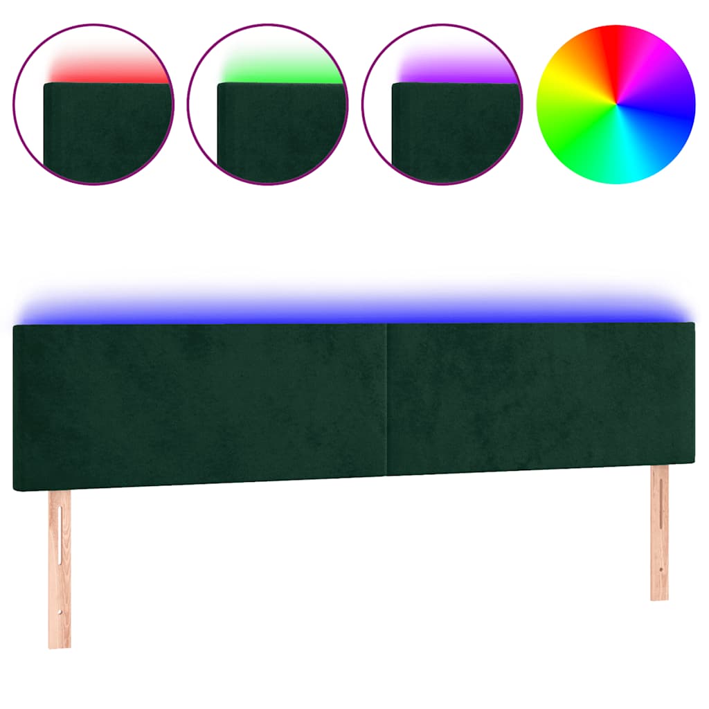 LED Kopfteil Dunkelgrün 200x5x78/88 cm Samt