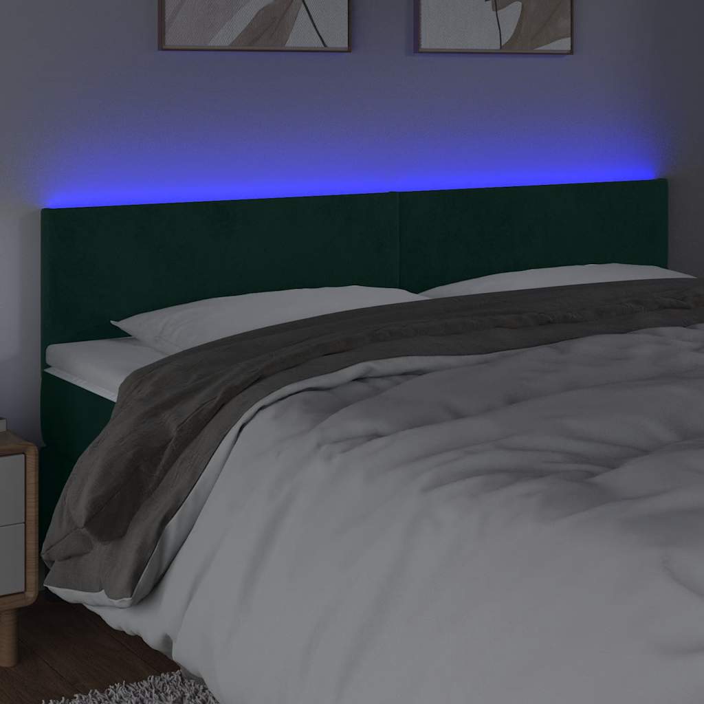 LED Kopfteil Dunkelgrün 200x5x78/88 cm Samt