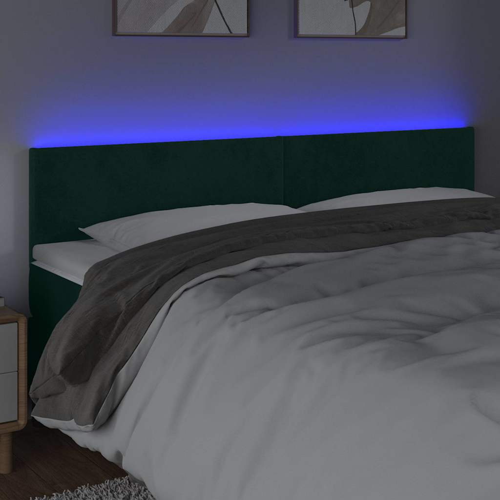 LED Kopfteil Dunkelgrün 200x5x78/88 cm Samt
