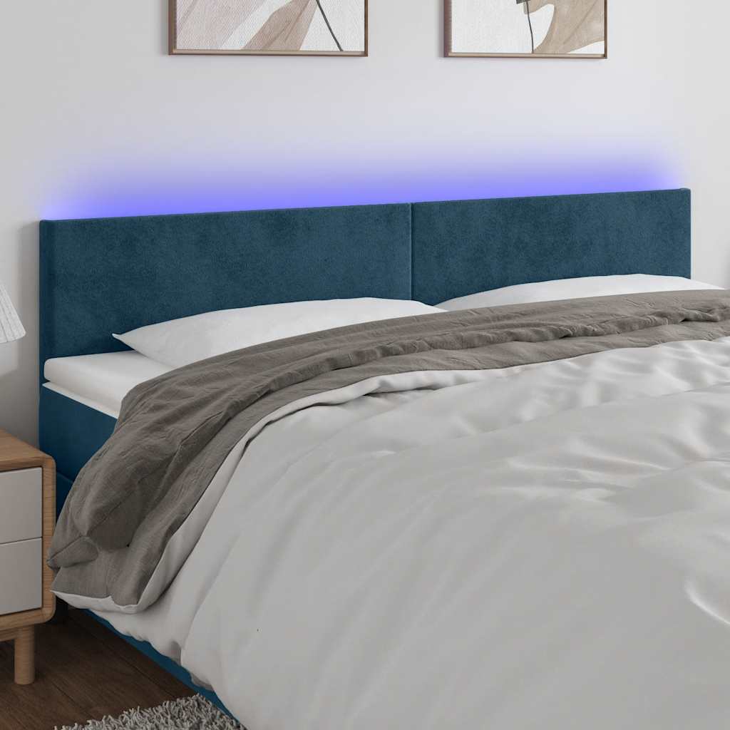 LED Kopfteil Dunkelblau 200x5x78/88 cm Samt