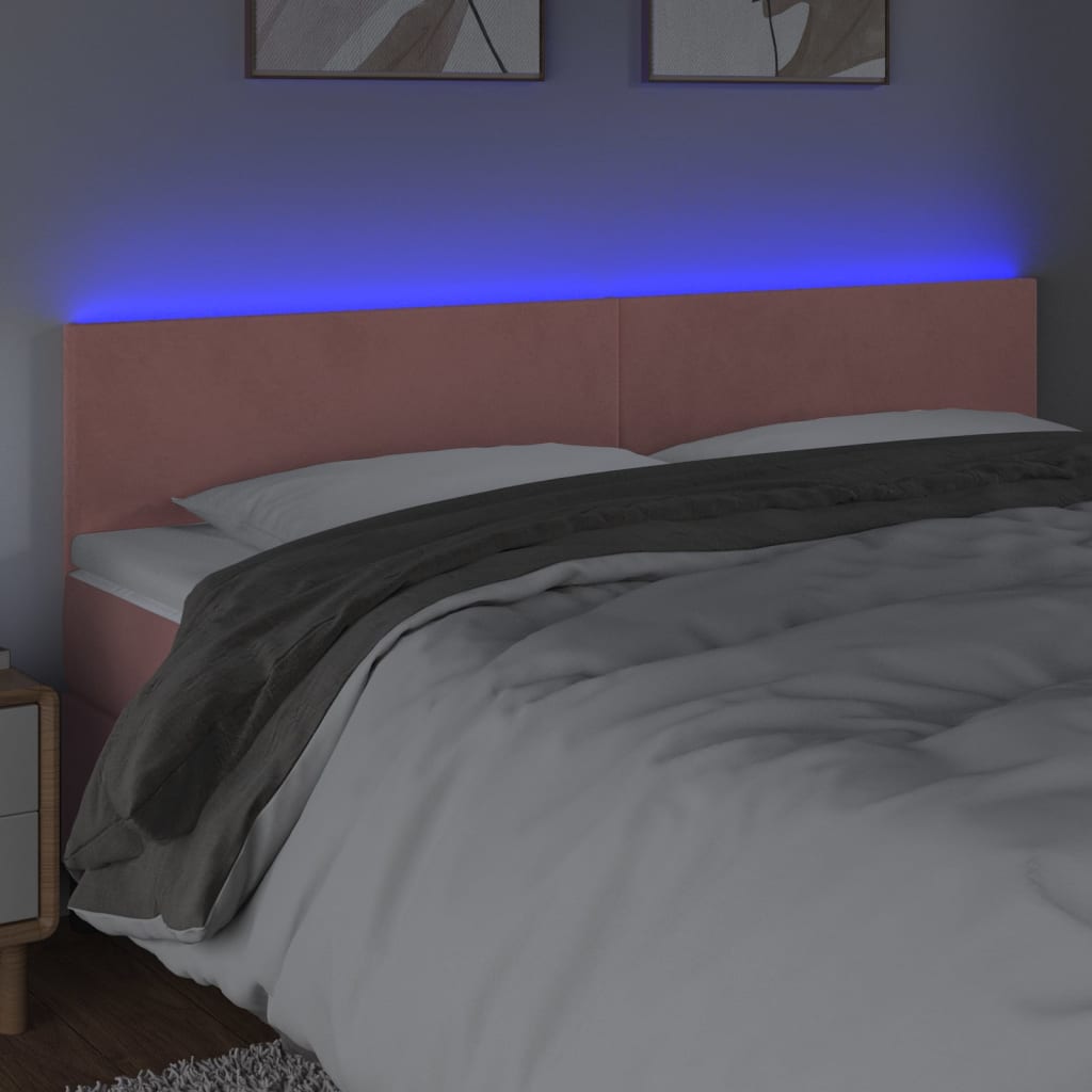 LED Kopfteil Rosa 200x5x78/88 cm Samt