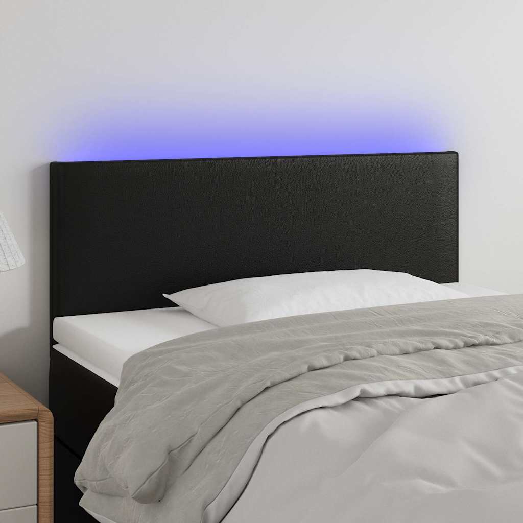 LED Kopfteil Schwarz 80x5x78/88 cm Kunstleder