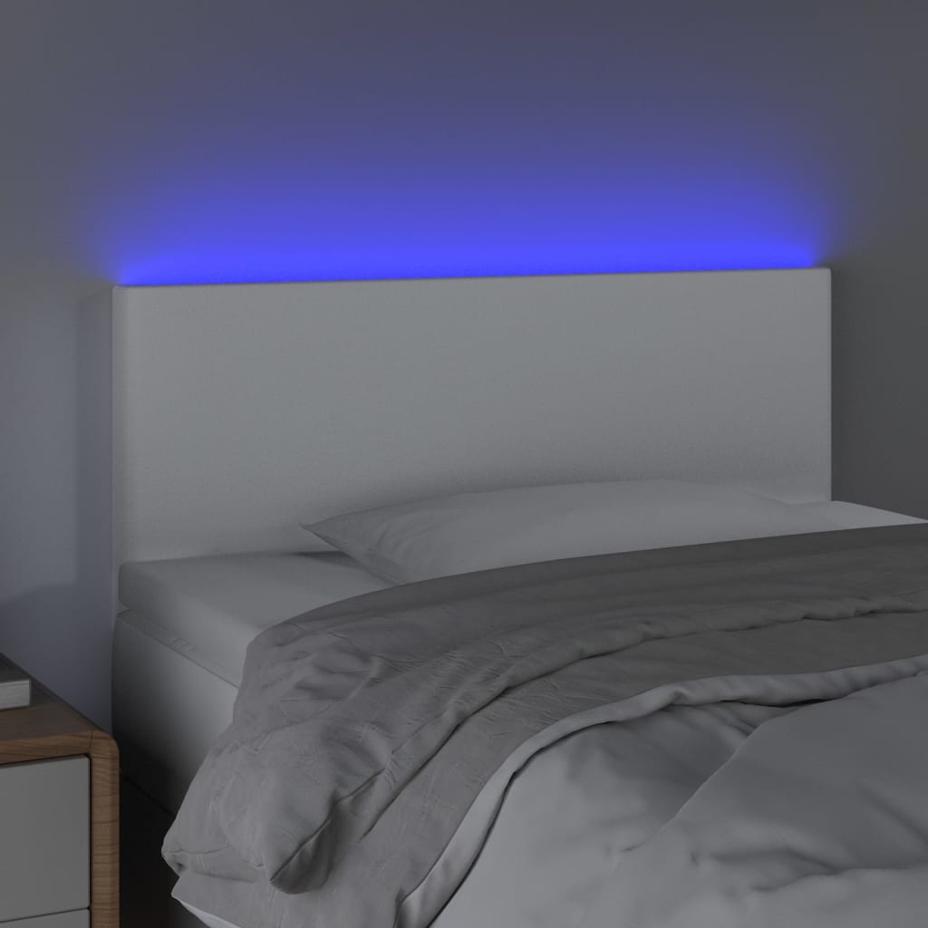 LED Kopfteil Weiß 90x5x78/88 cm Kunstleder