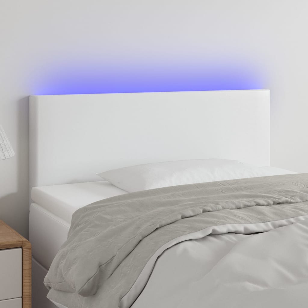 LED Kopfteil Weiß 90x5x78/88 cm Kunstleder