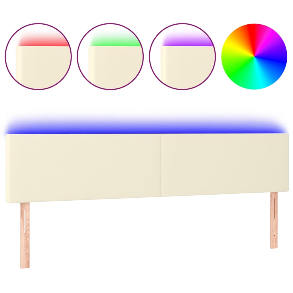 LED Kopfteil Creme 160x5x78/88 cm Kunstleder