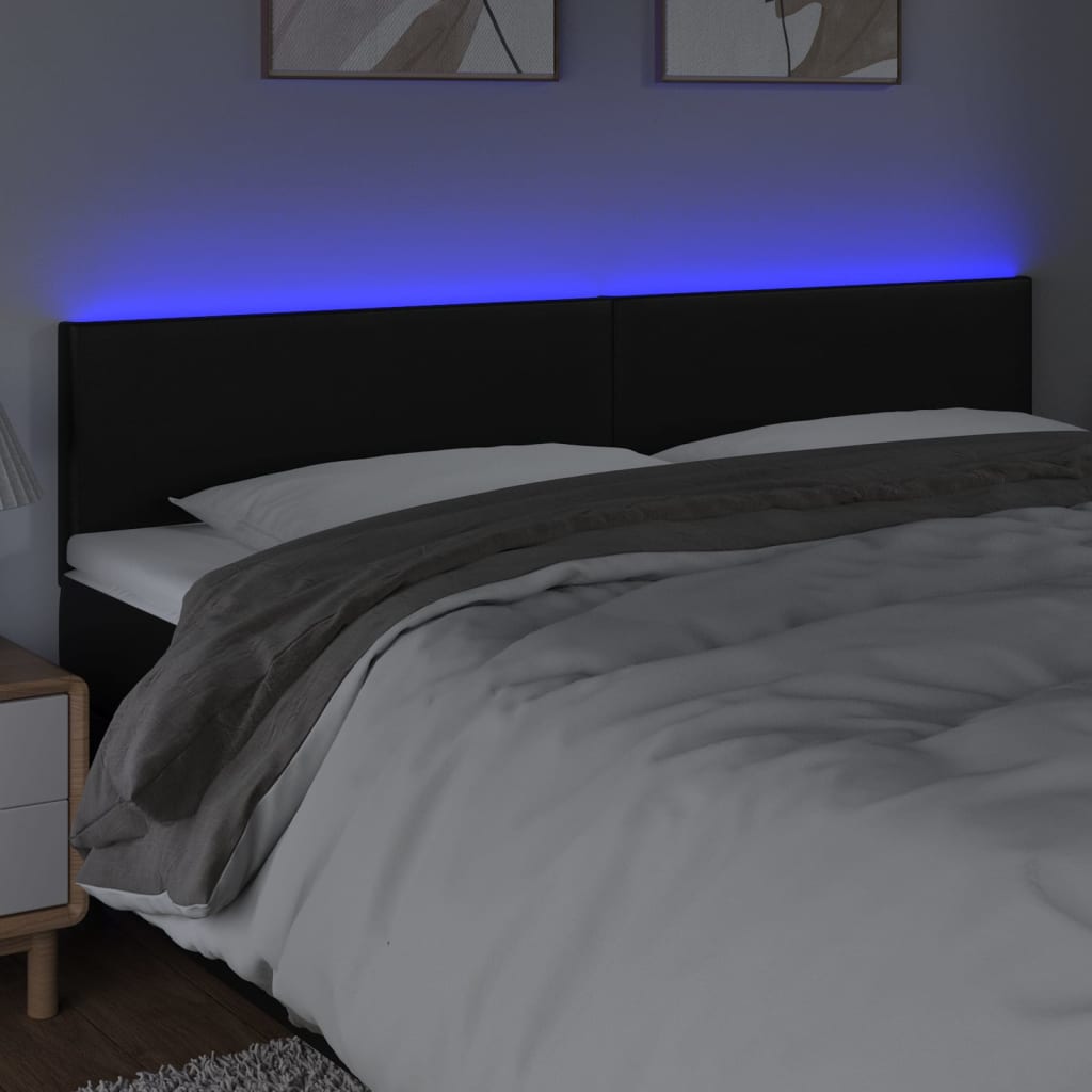 LED Kopfteil Schwarz 180x5x78/88 cm Kunstleder