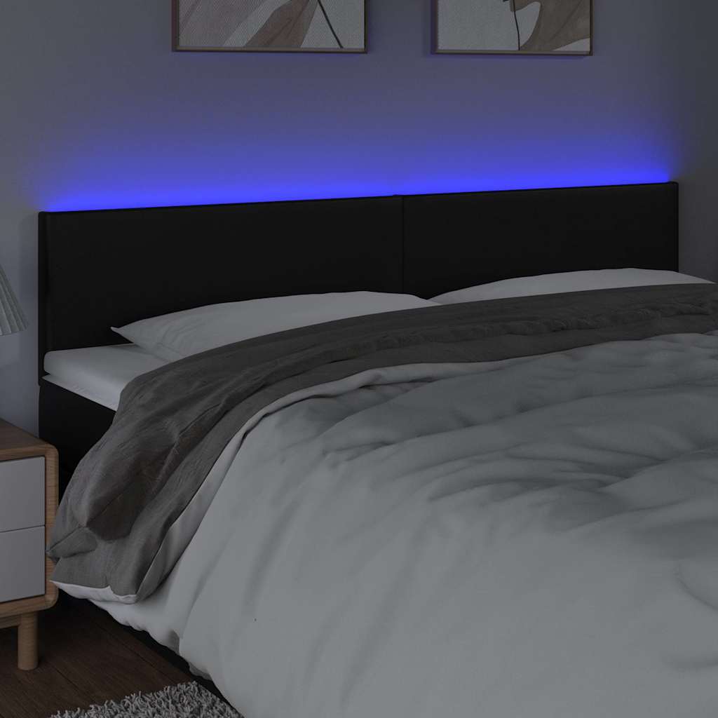 LED Kopfteil Schwarz 180x5x78/88 cm Kunstleder