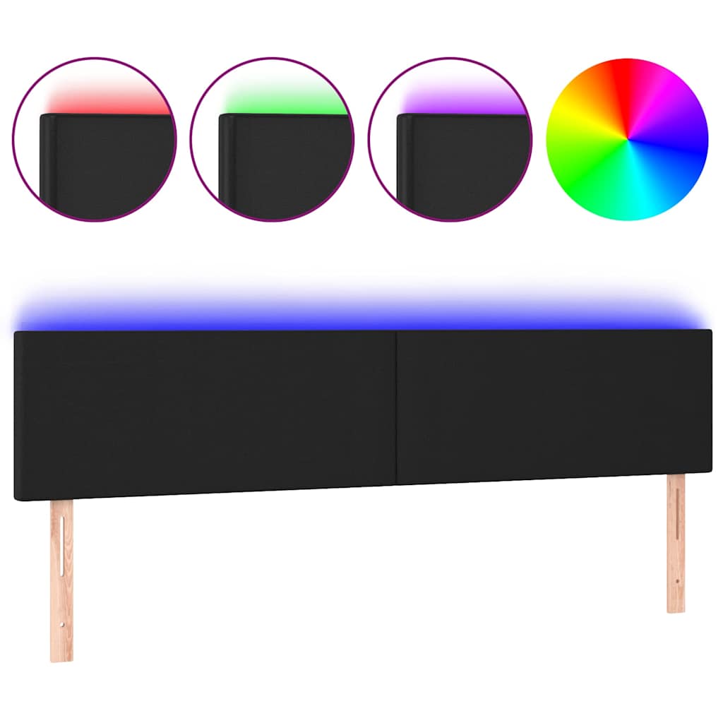 LED Kopfteil Schwarz 200x5x78/88 cm Kunstleder