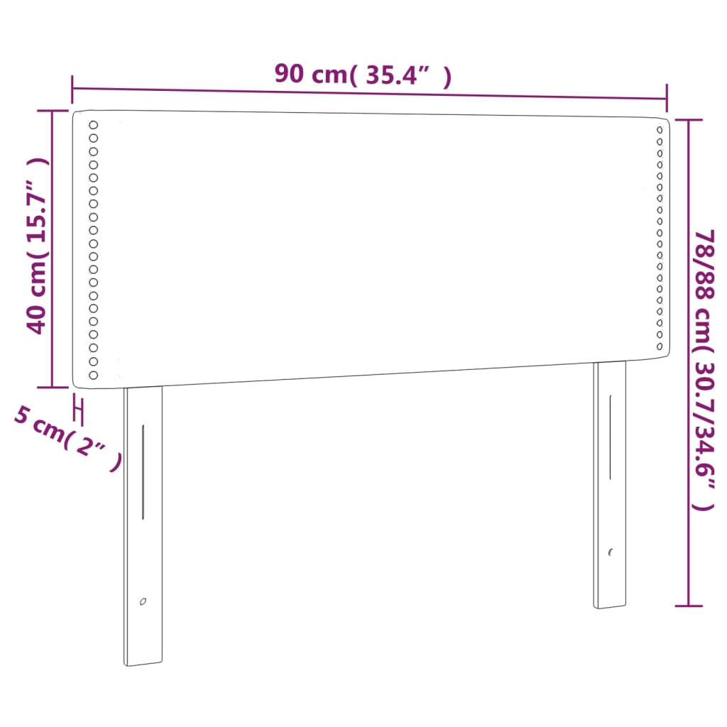 LED Kopfteil Dunkelgrau 90x5x78/88 cm Stoff