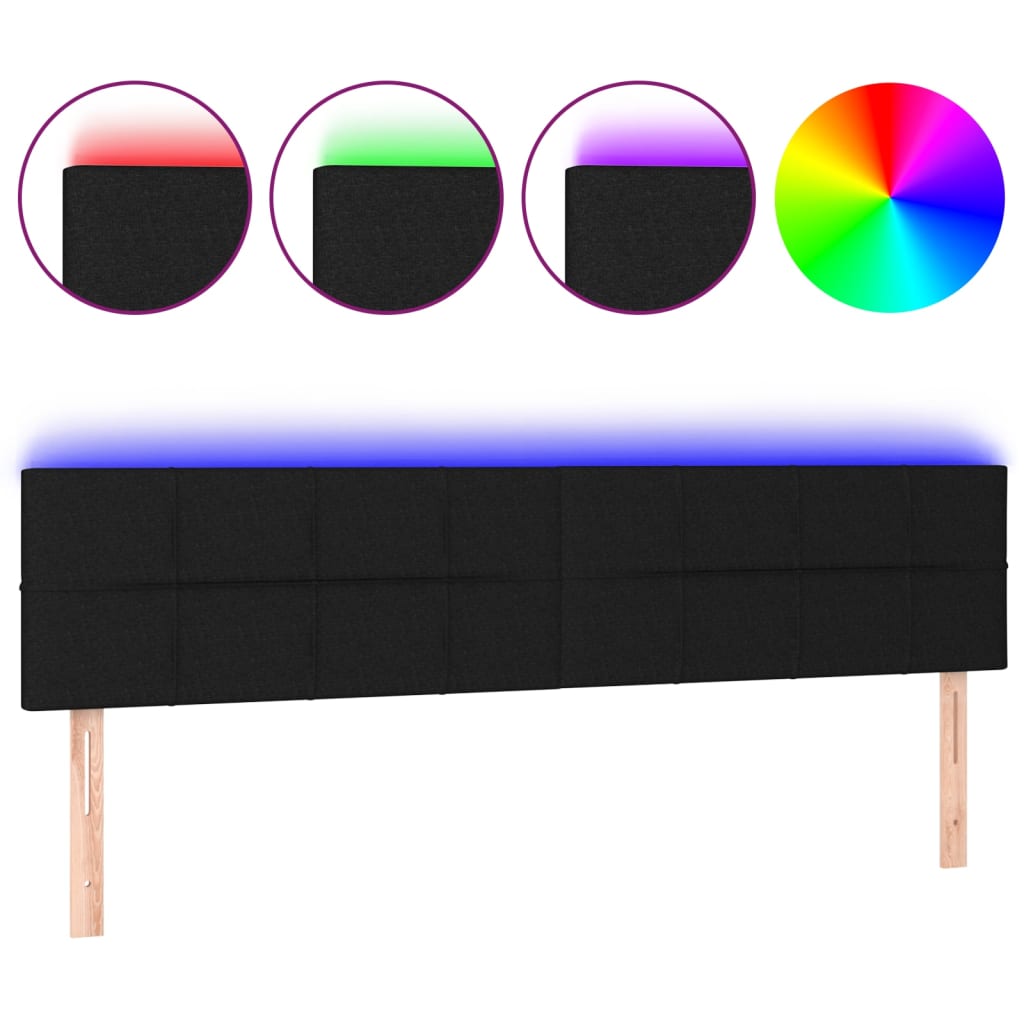 LED Kopfteil Schwarz 180x5x78/88 cm Stoff