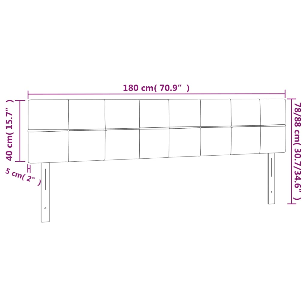 LED Kopfteil Schwarz 180x5x78/88 cm Stoff