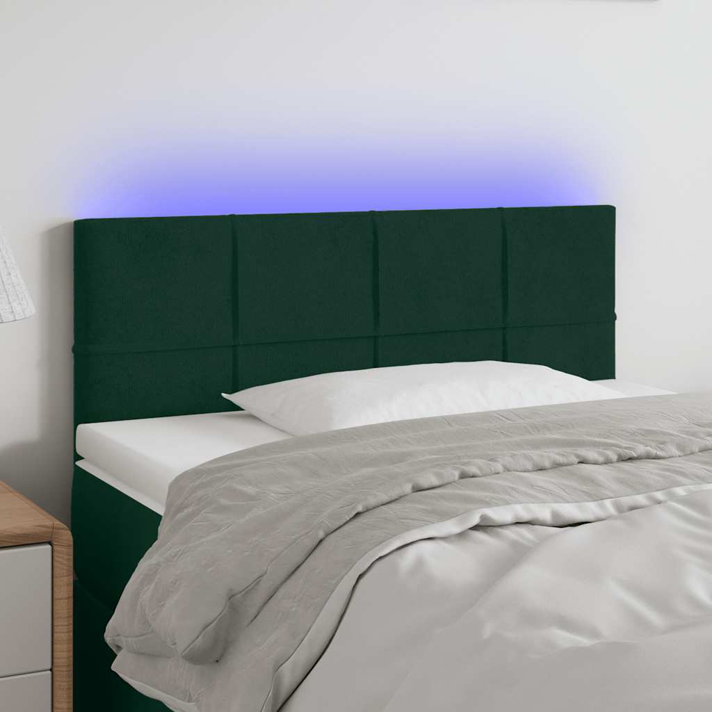 LED Kopfteil Dunkelgrün 90x5x78/88 cm Samt