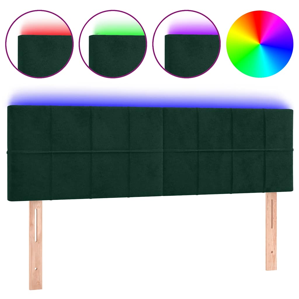 LED Kopfteil Dunkelgrün 144x5x78/88 cm Samt