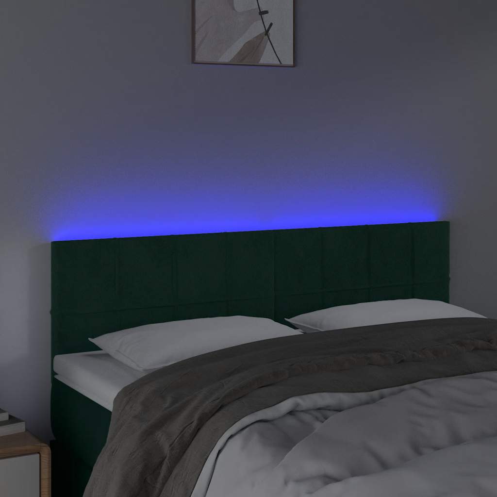 LED Kopfteil Dunkelgrün 144x5x78/88 cm Samt