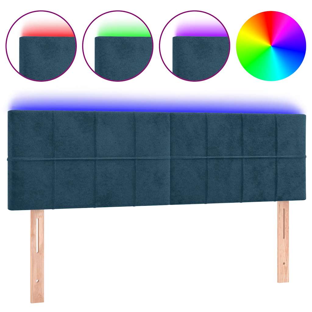 LED Kopfteil Dunkelblau 144x5x78/88 cm Samt