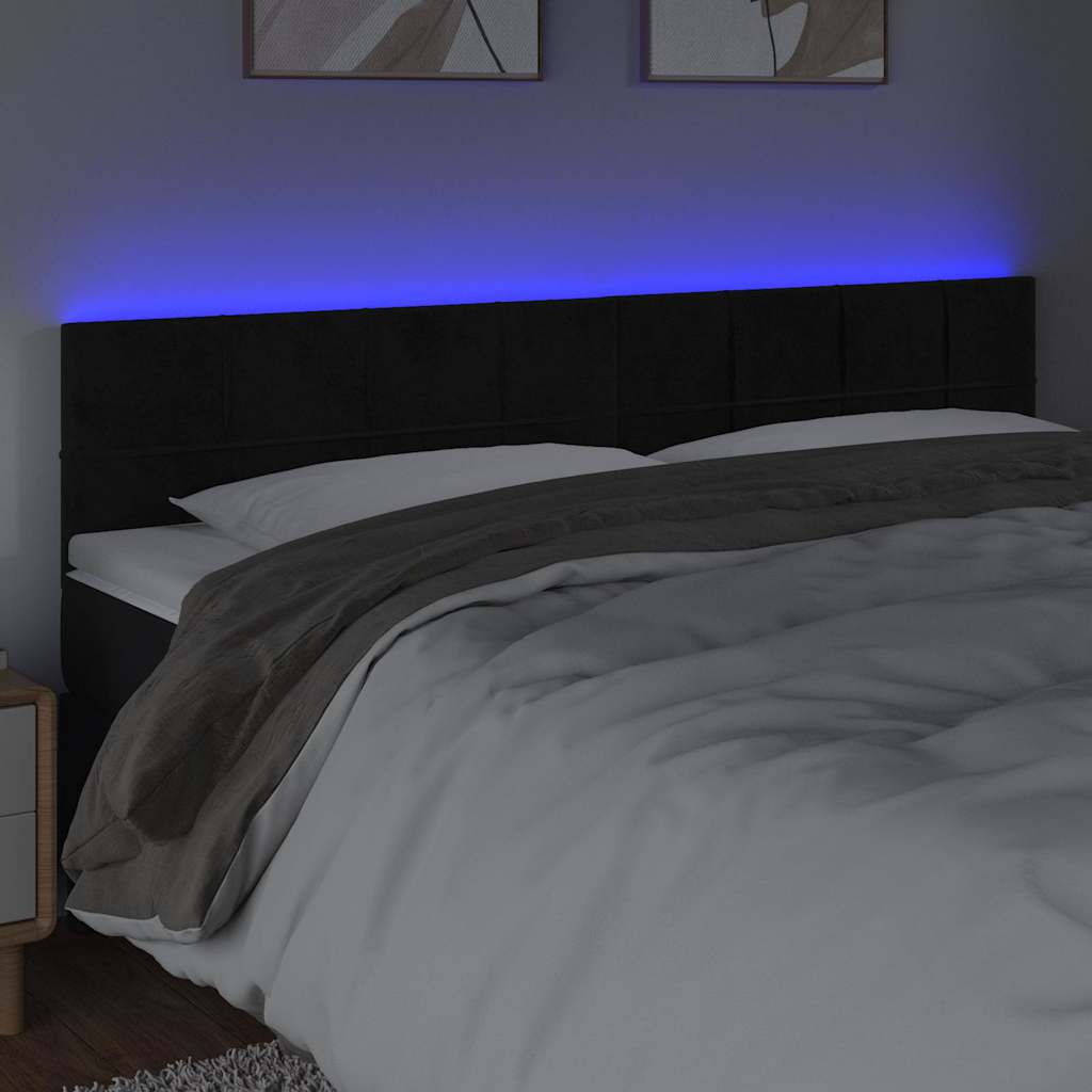 LED Kopfteil Schwarz 180x5x78/88 cm Samt