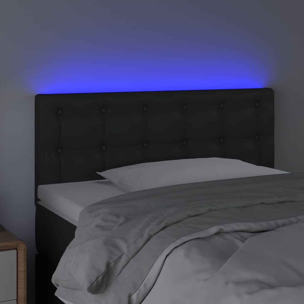 LED Kopfteil Schwarz 90x5x78/88 cm Kunstleder