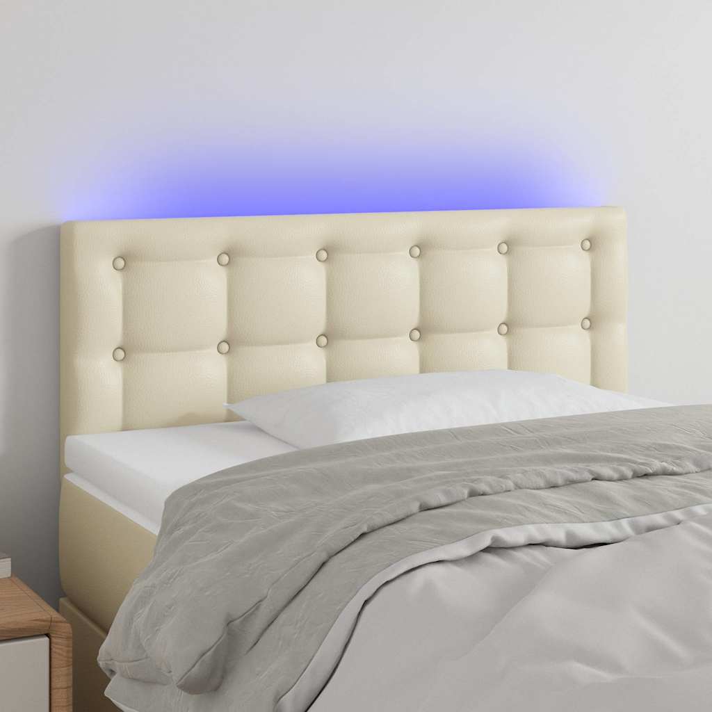 LED Kopfteil Creme 90x5x78/88 cm Kunstleder