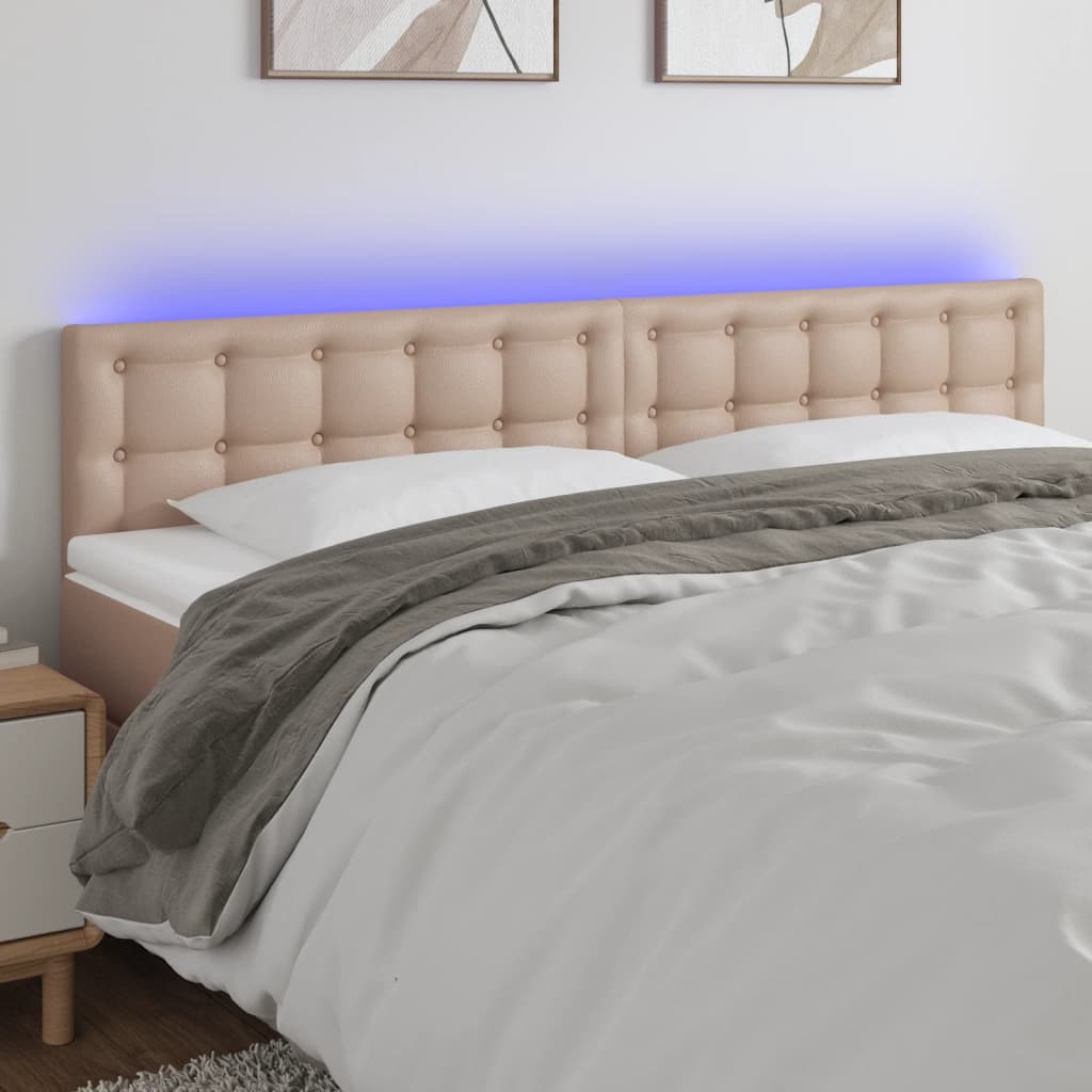 LED Kopfteil Cappuccino-Braun 160x5x78/88 cm Kunstleder