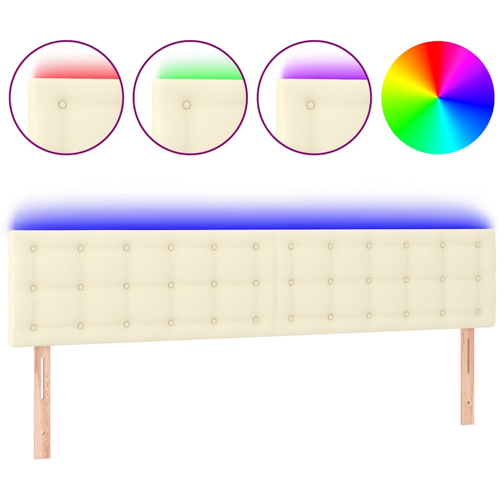 LED Kopfteil Creme 180x5x78/88 cm Kunstleder
