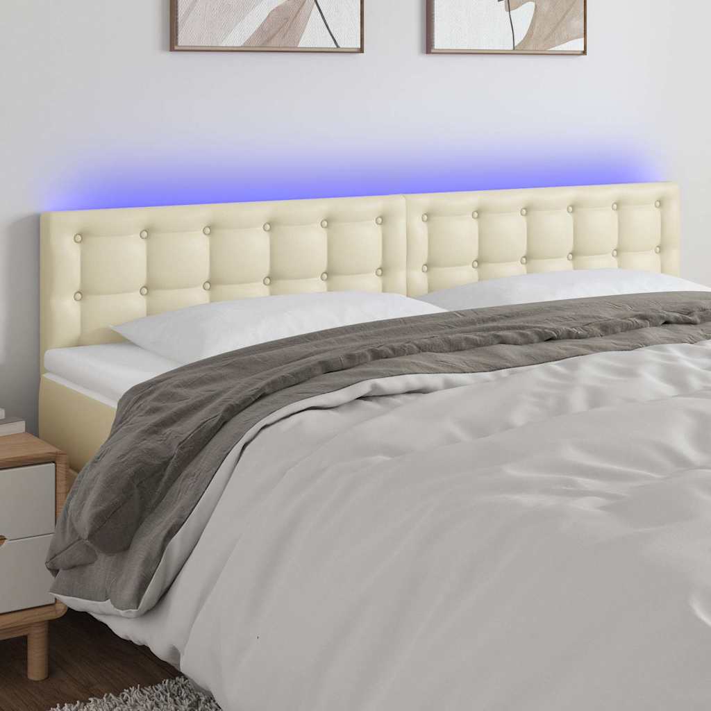 LED Kopfteil Creme 180x5x78/88 cm Kunstleder