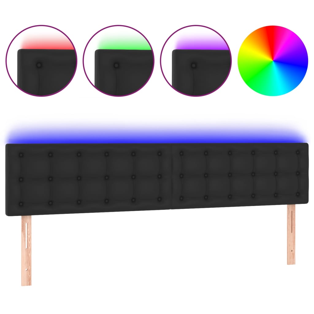 LED Kopfteil Schwarz 200x5x78/88 cm Kunstleder