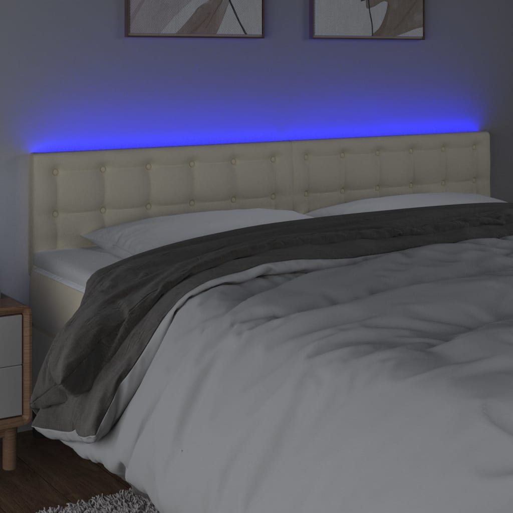 LED Kopfteil Creme 200x5x78/88 cm Kunstleder