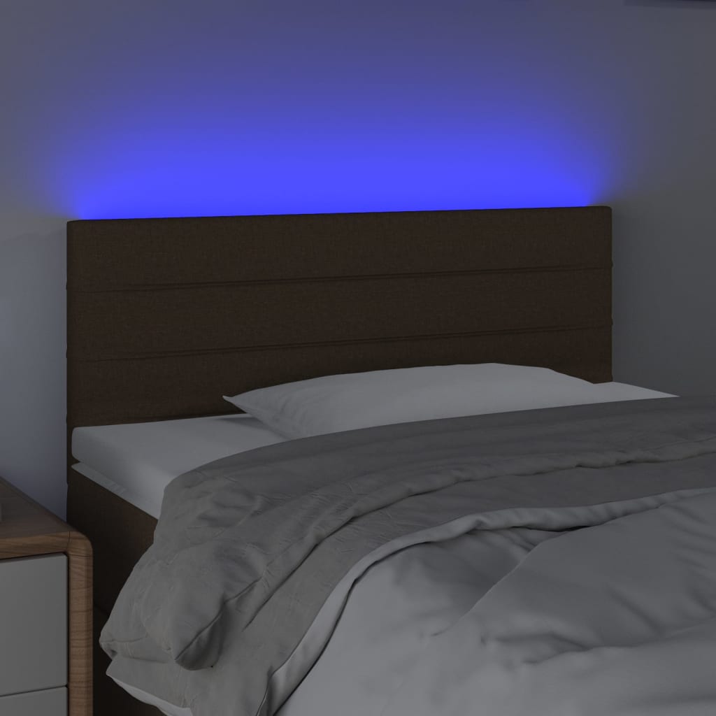 LED Kopfteil Dunkelbraun 90x5x78/88 cm Stoff