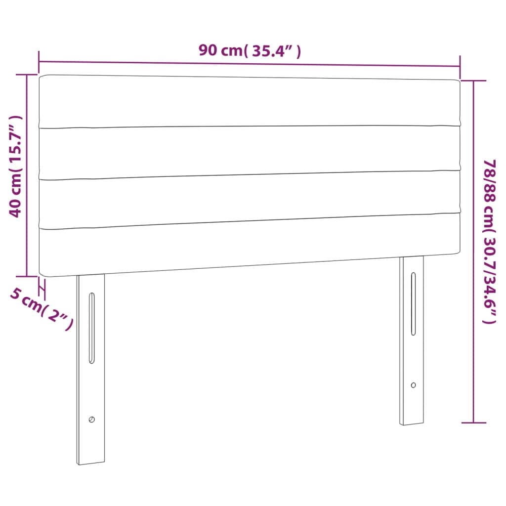 LED Kopfteil Dunkelbraun 90x5x78/88 cm Stoff