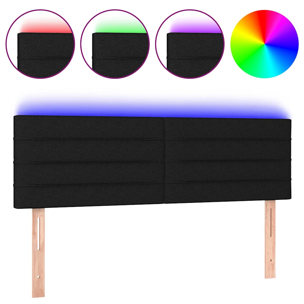 LED Kopfteil Schwarz 144x5x78/88 cm Stoff