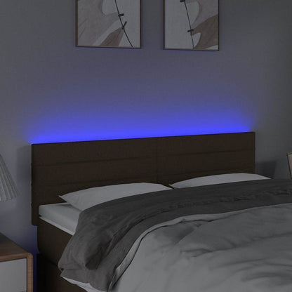 LED Kopfteil Dunkelbraun 144x5x78/88 cm Stoff