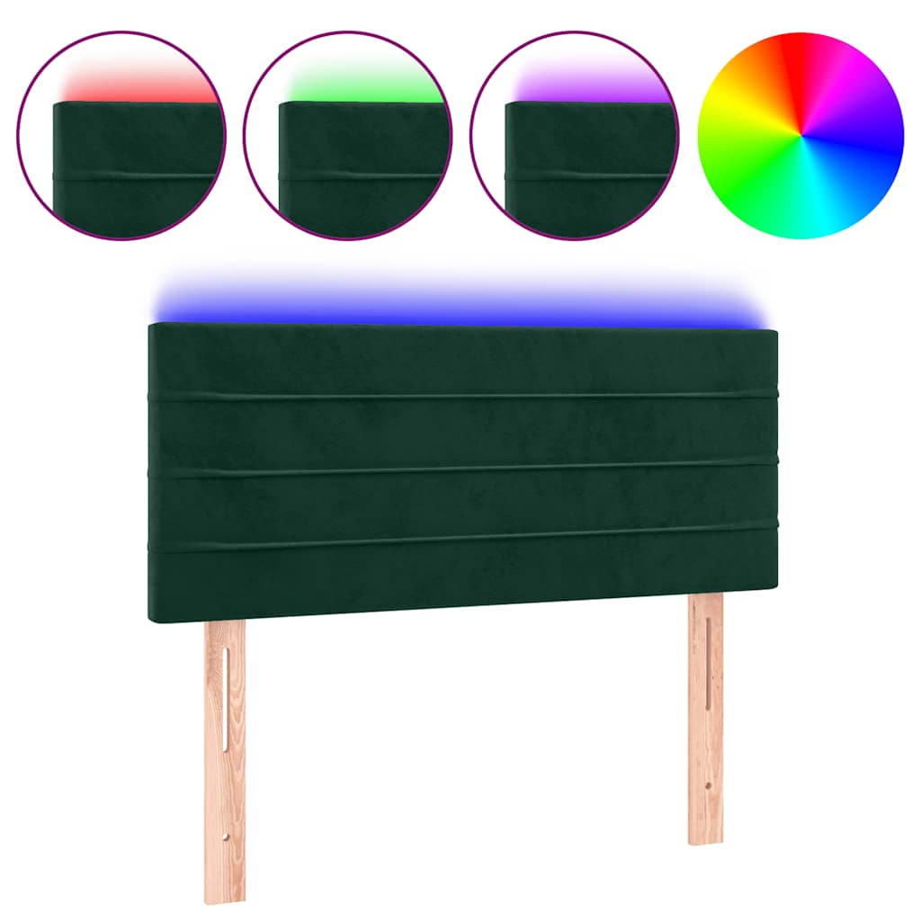 LED Kopfteil Dunkelgrün 90x5x78/88 cm Samt