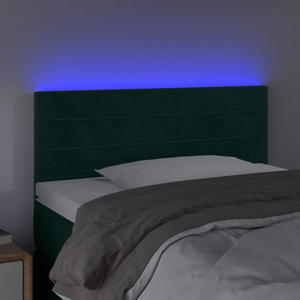 LED Kopfteil Dunkelgrün 90x5x78/88 cm Samt