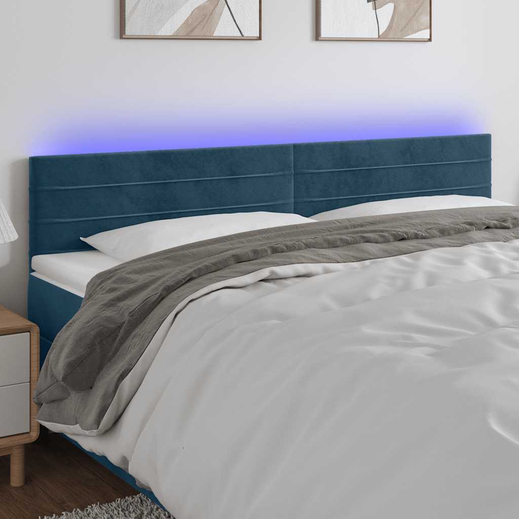 LED Kopfteil Dunkelblau 180x5x78/88 cm Samt