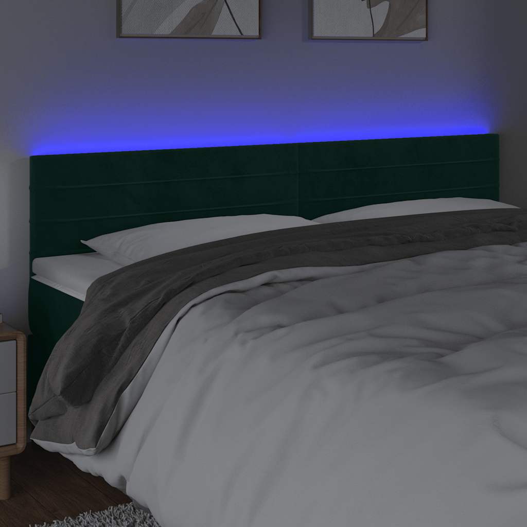 LED Kopfteil Dunkelgrün 200x5x78/88 cm Samt