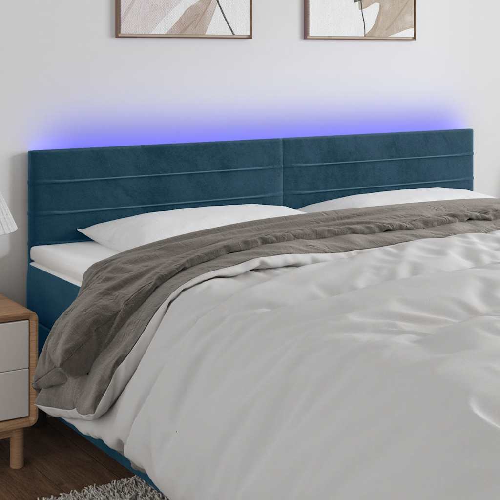 LED Kopfteil Dunkelblau 200x5x78/88 cm Samt