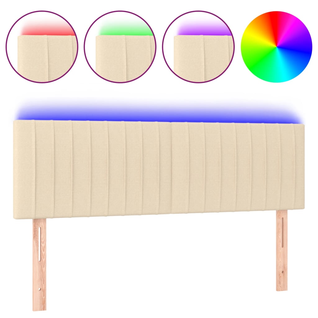 LED Kopfteil Creme 144x5x78/88 cm Stoff