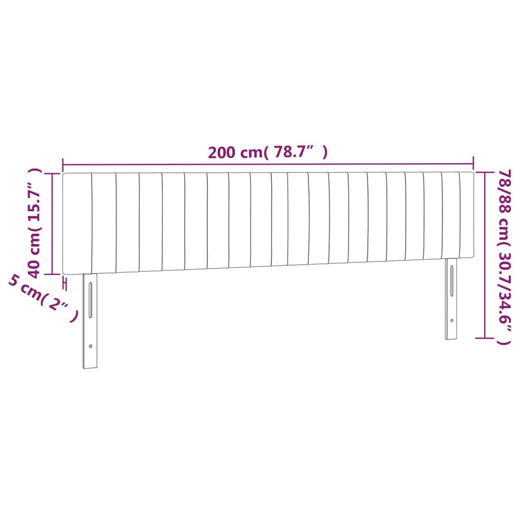 LED Kopfteil Hellgrau 200x5x78/88 cm Stoff