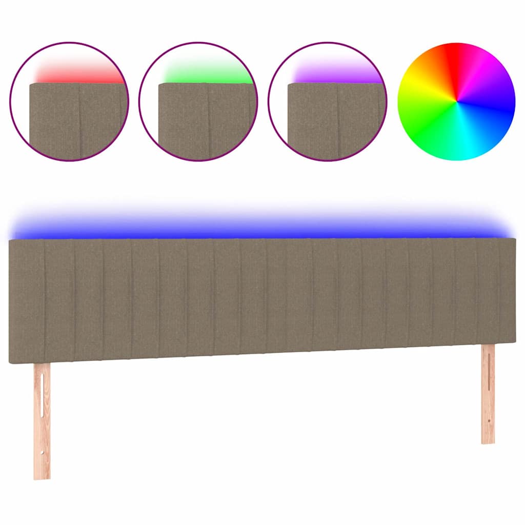 LED Kopfteil Taupe 200x5x78/88 cm Stoff